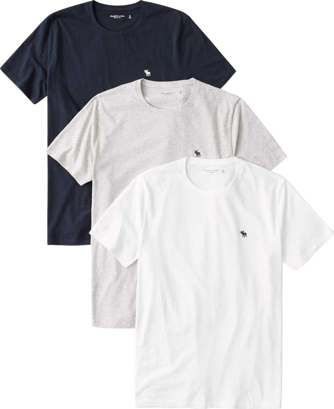 Abercrombie & Fitch Tričko šedá / námořnická modř / bílá