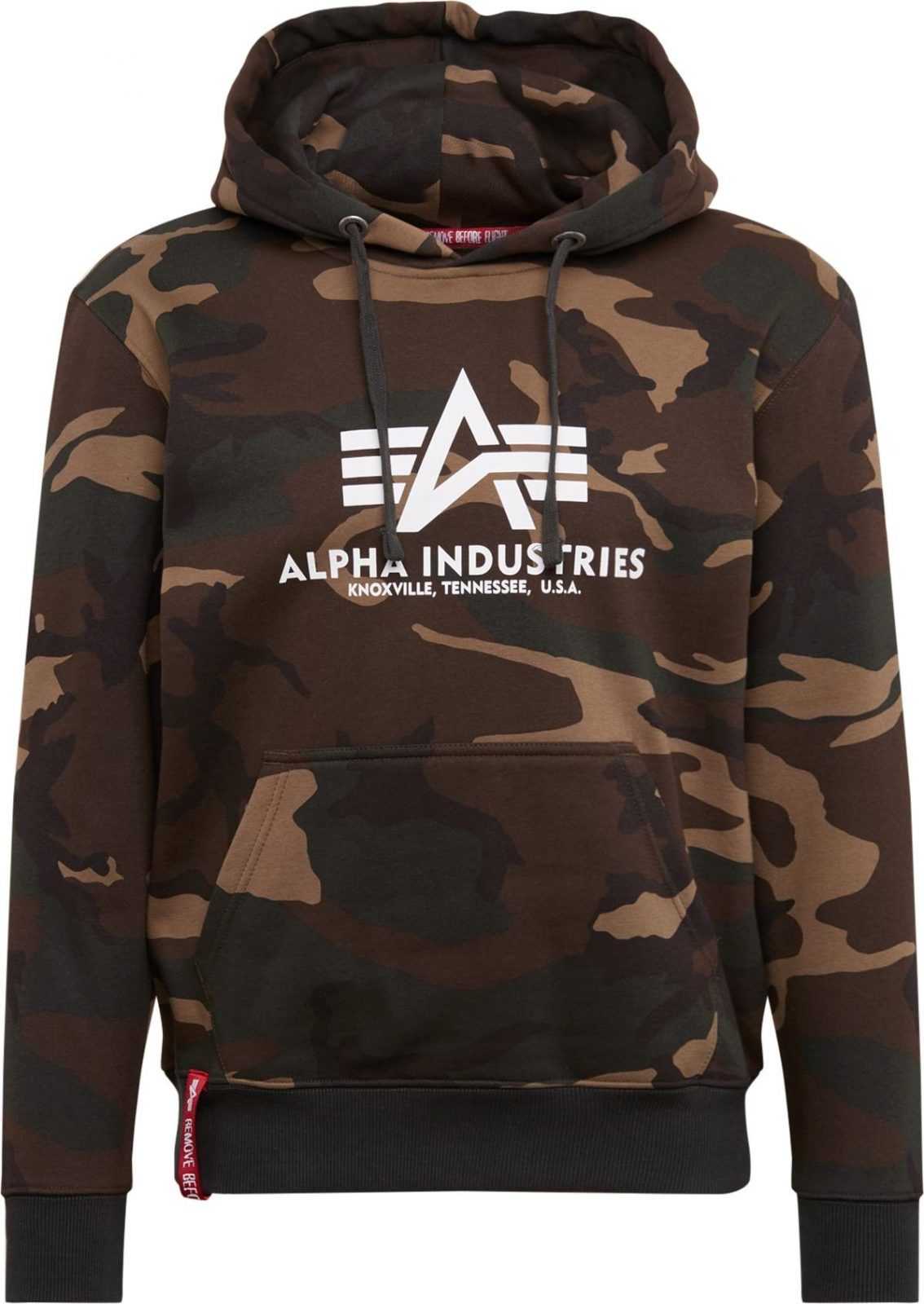 ALPHA INDUSTRIES Mikina tmavě zelená / béžová / hnědá