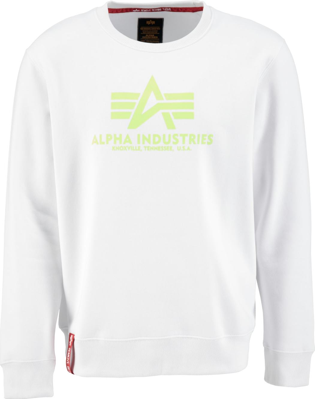 ALPHA INDUSTRIES Mikina svítivě zelená / bílá