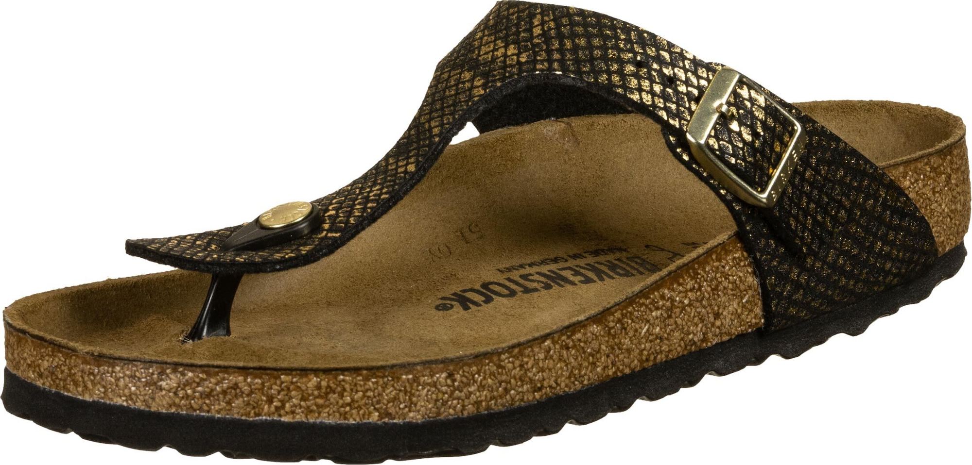 BIRKENSTOCK Žabky 'Gizeh' černá / zlatá