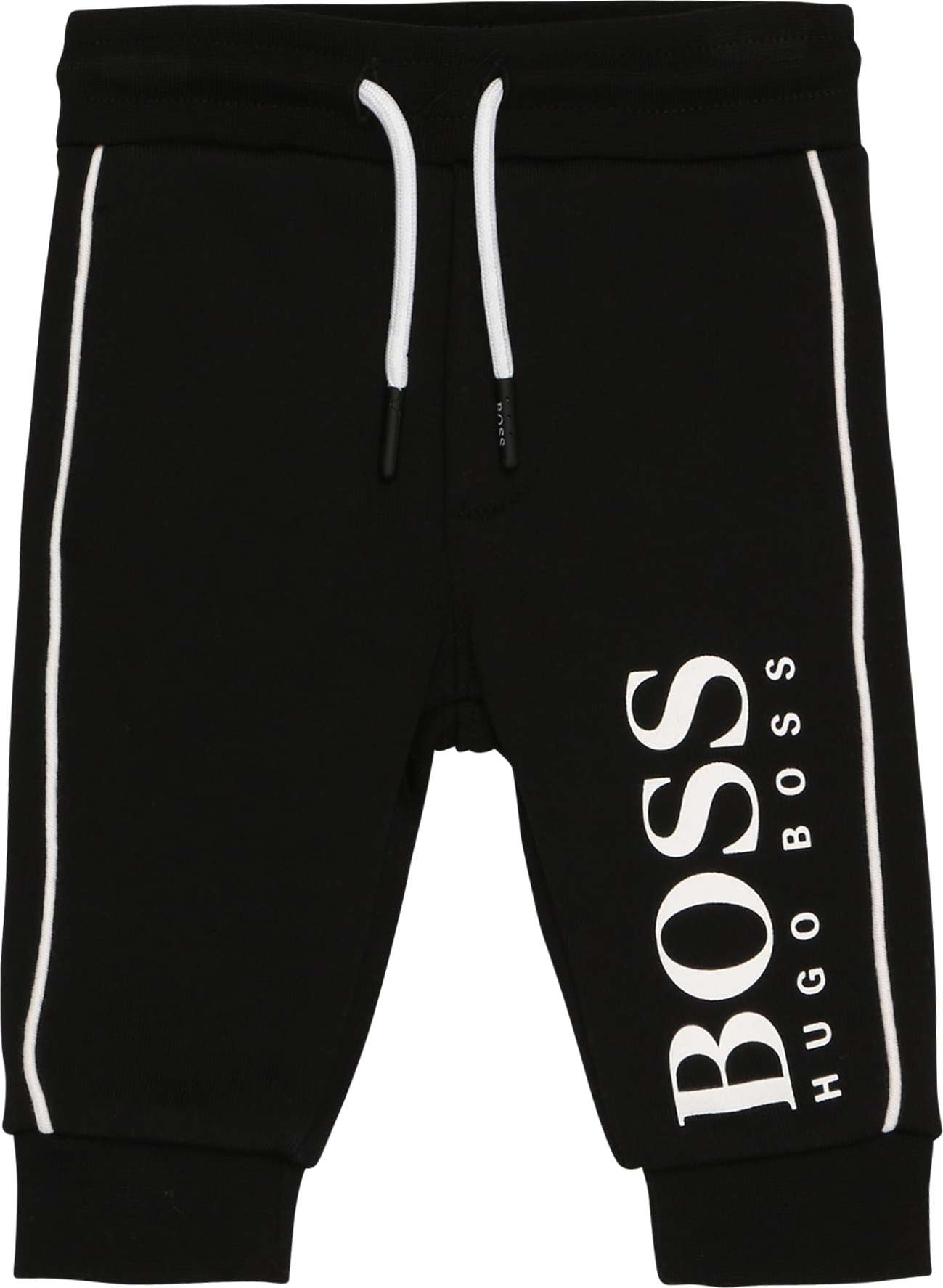 BOSS Kidswear Kalhoty černá / bílá