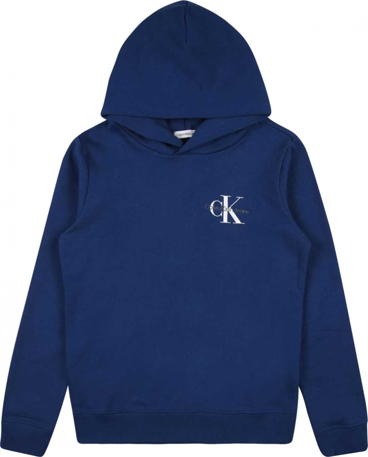 Calvin Klein Jeans Mikina modrá / bílá / šedá