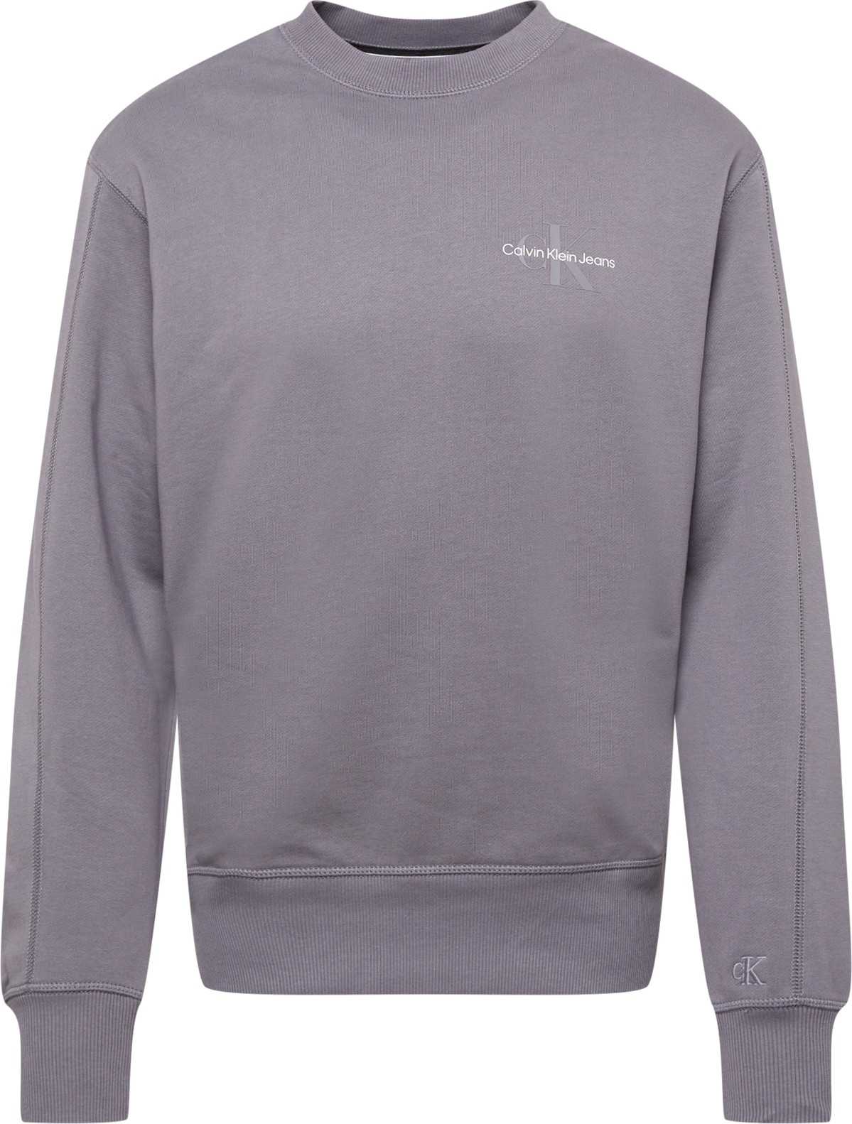 Calvin Klein Jeans Mikina šedá / bílá
