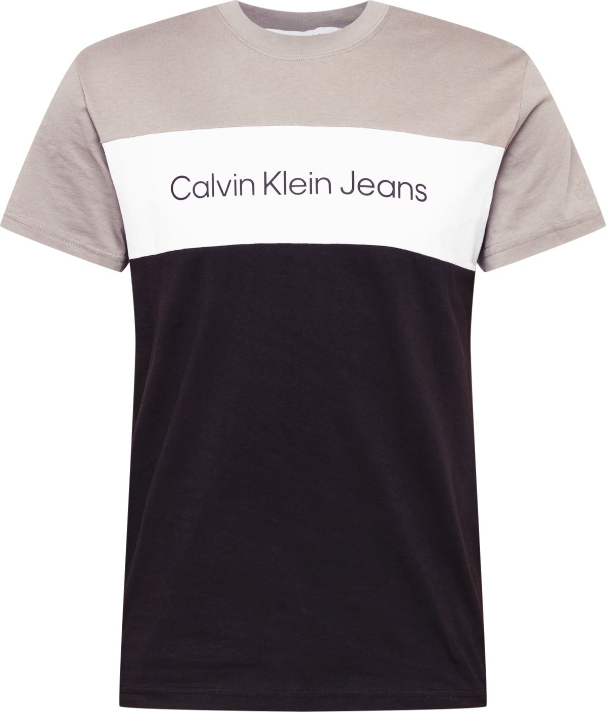 Calvin Klein Jeans Tričko černá / bílá / šedobéžová