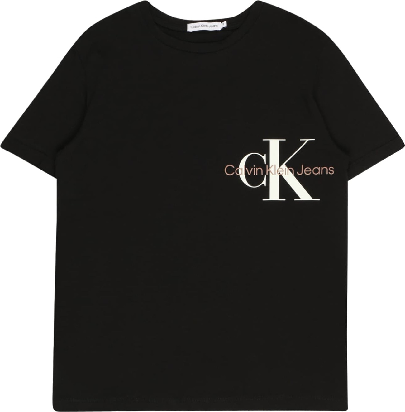 Calvin Klein Jeans Tričko černá / bílá / světle hnědá