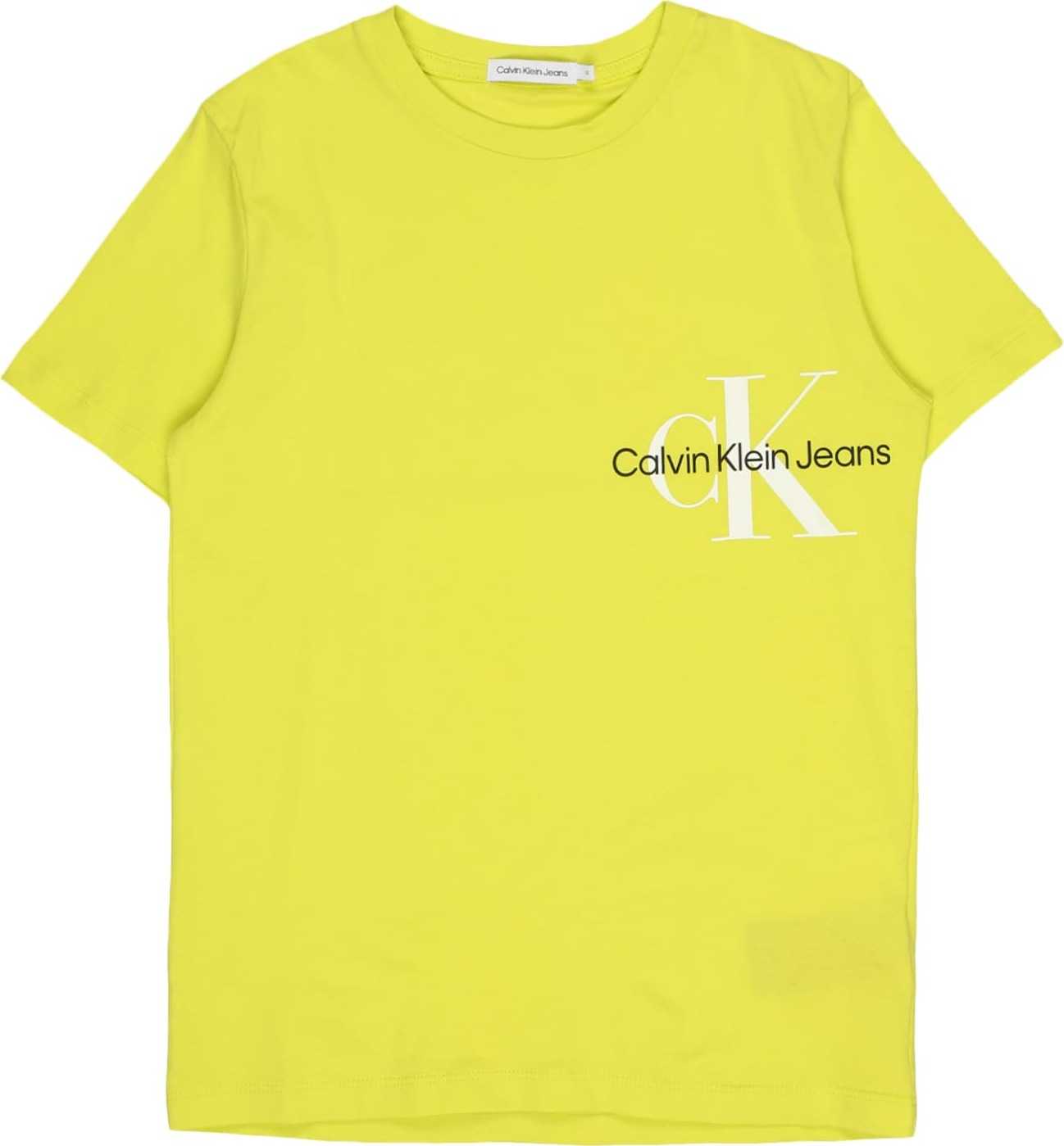 Calvin Klein Jeans Tričko limone / bílá / černá