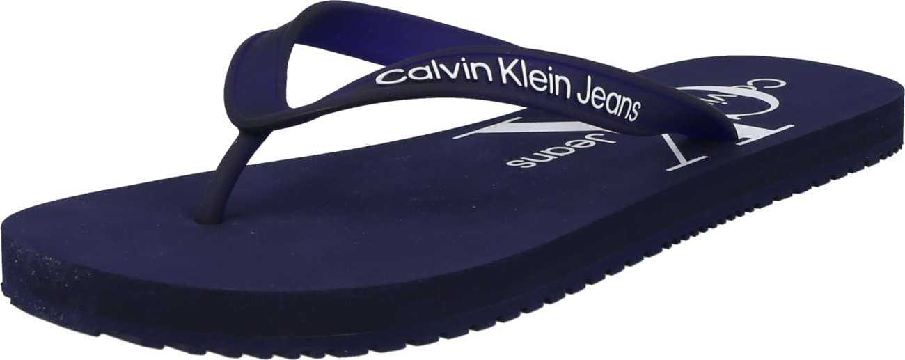 Calvin Klein Jeans Žabky tmavě modrá / bílá
