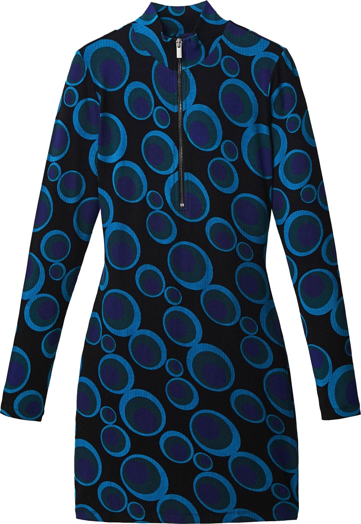 Desigual Úpletové šaty 'MERY' světlemodrá / černá / ultramarínová modř / smaragdová