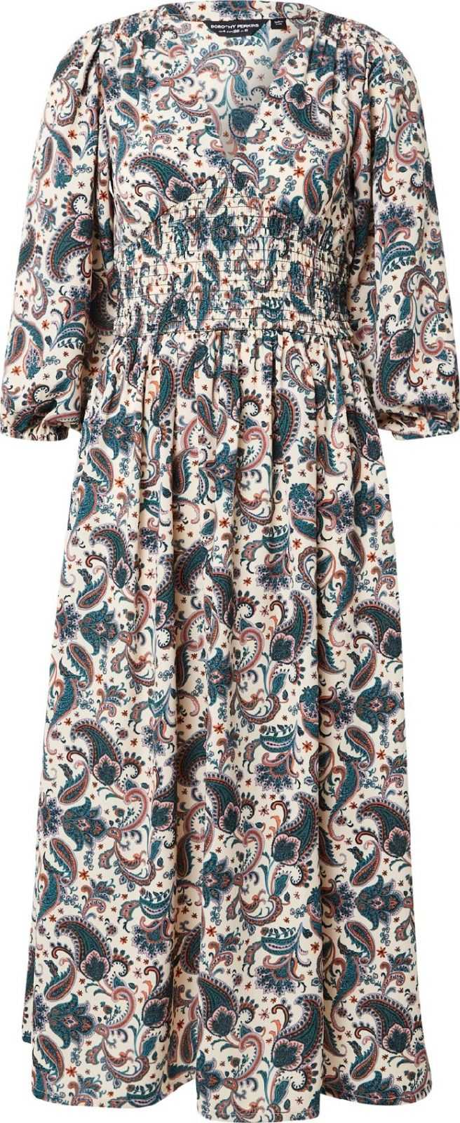 Dorothy Perkins Šaty offwhite / světle růžová / petrolejová / koňaková / černá