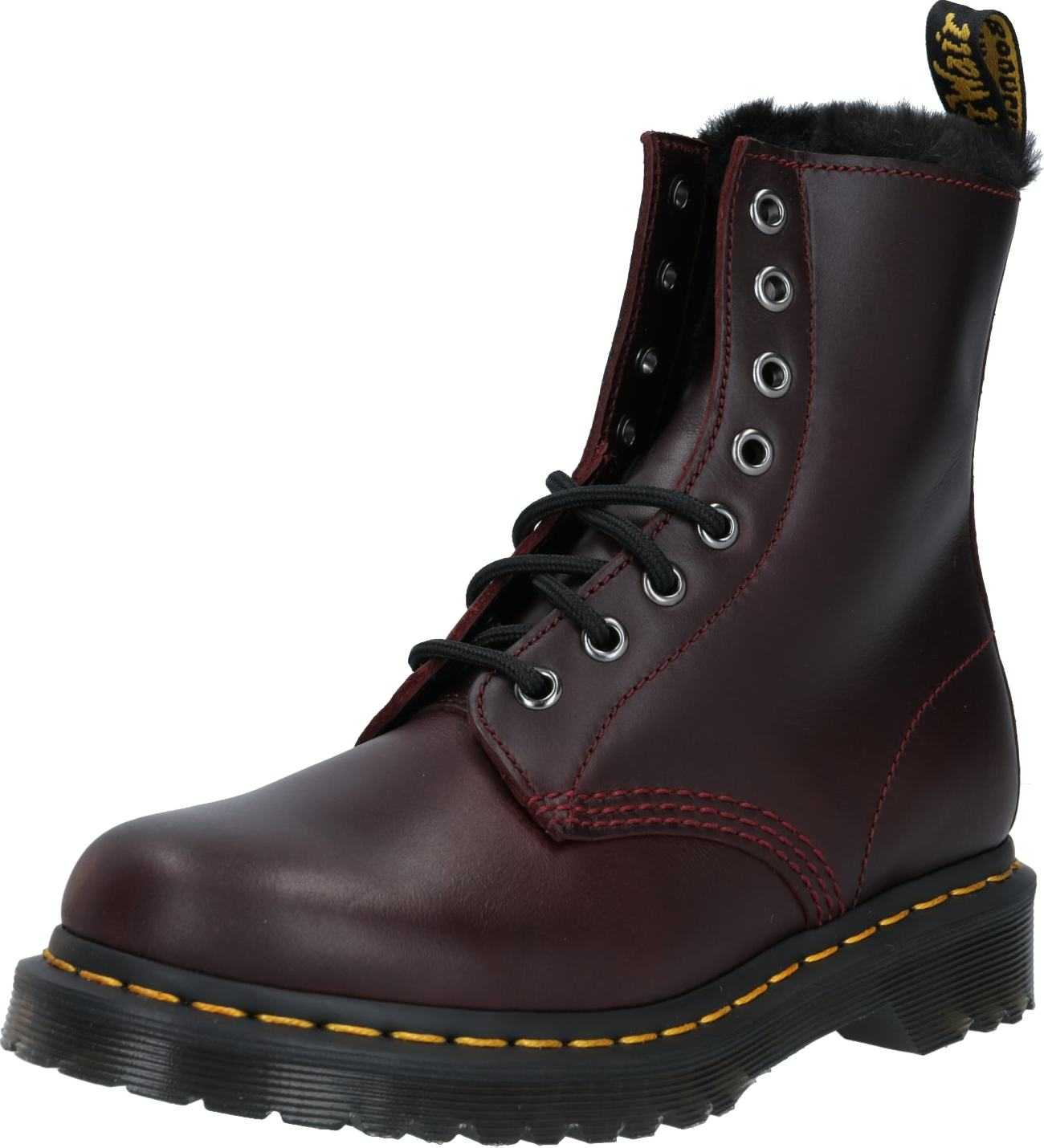 Dr. Martens Šněrovací boty 'Serena' burgundská červeň / žlutá / černá