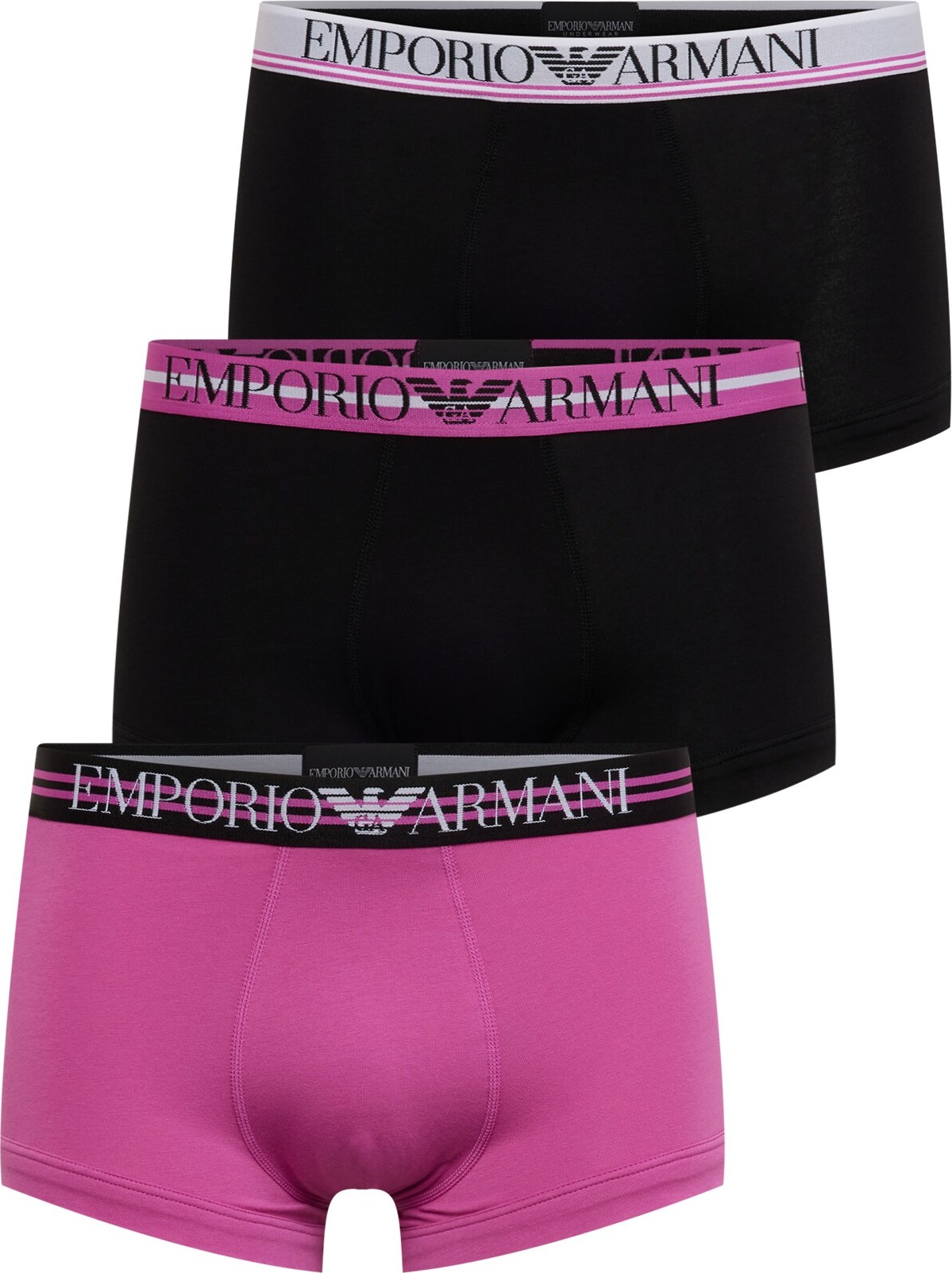 Emporio Armani Boxerky černá / bílá / tmavě růžová