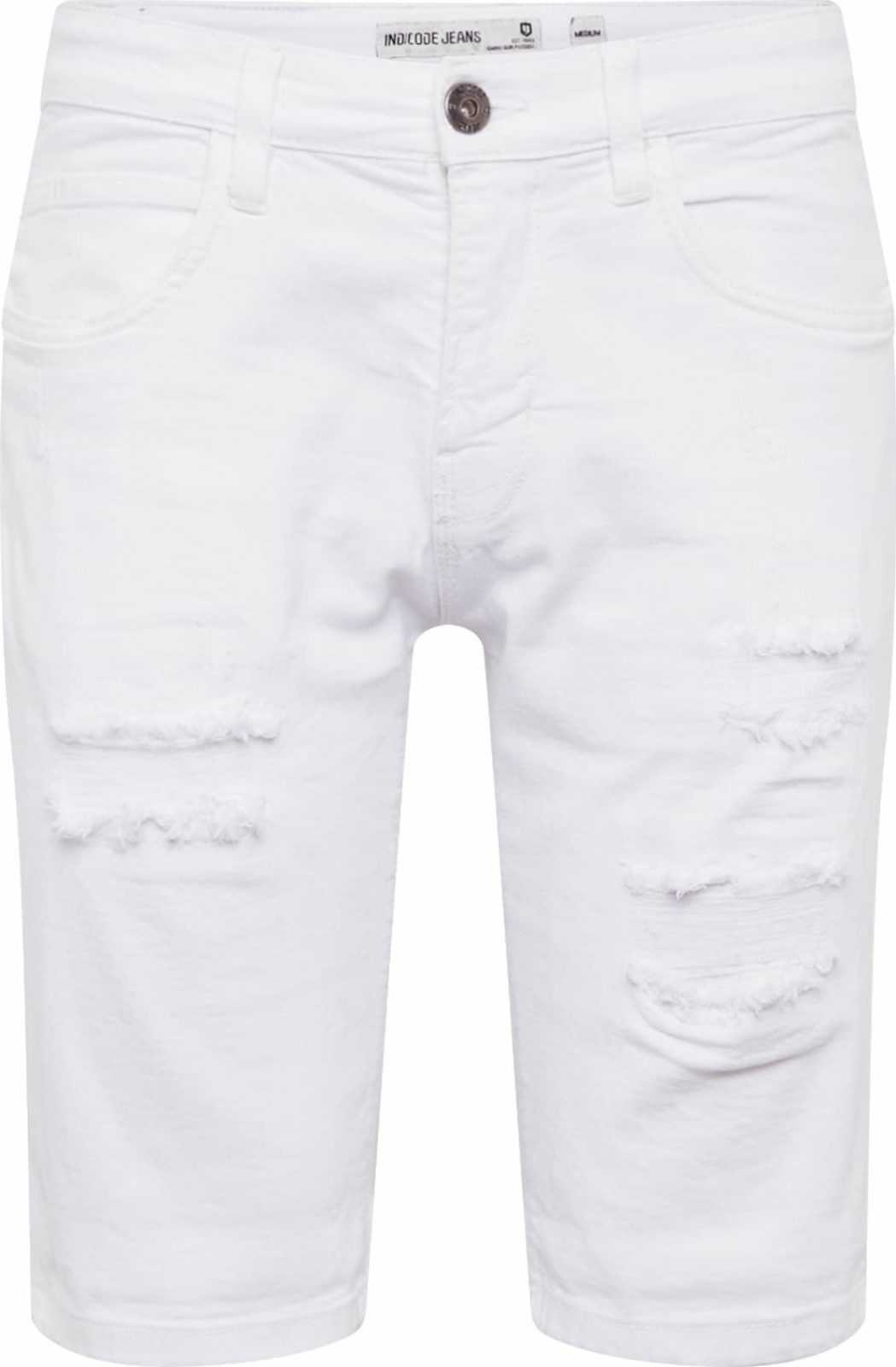 INDICODE JEANS Džíny 'Kaden Holes' bílá