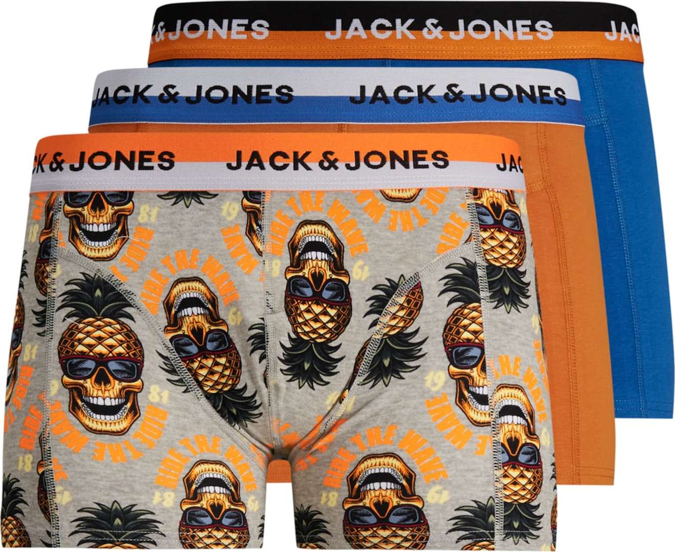 JACK & JONES Boxerky 'Liam' oranžová / modrá / šedá / černá