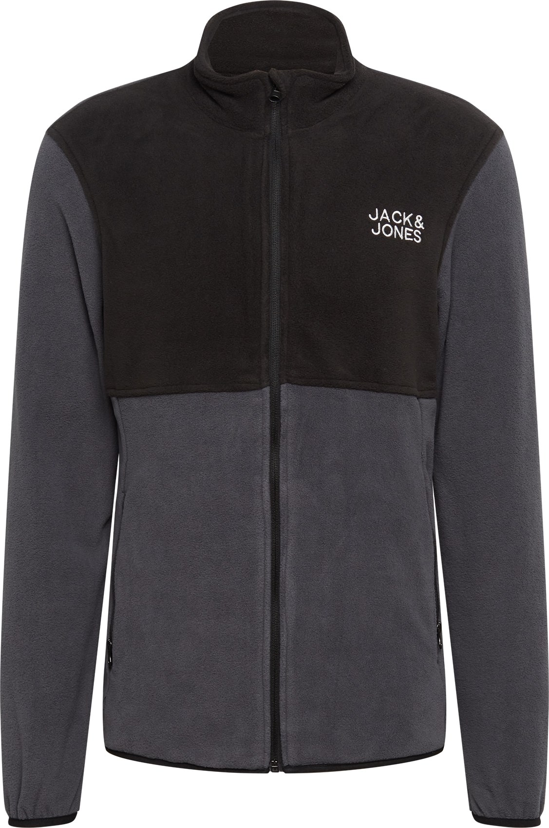 JACK & JONES Fleecová mikina šedá / černá