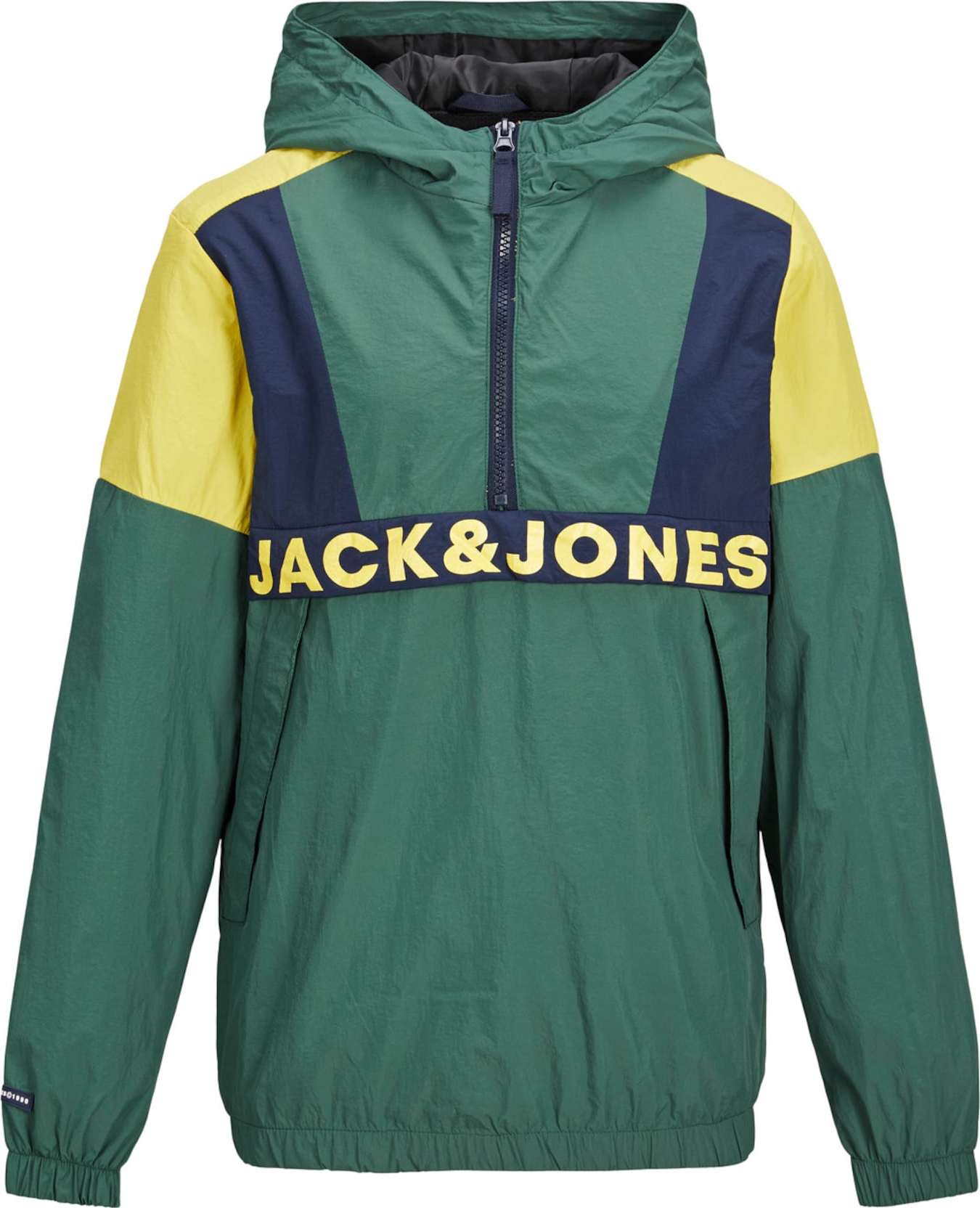 Jack & Jones Junior Přechodná bunda 'Club' zelená / žlutá / námořnická modř