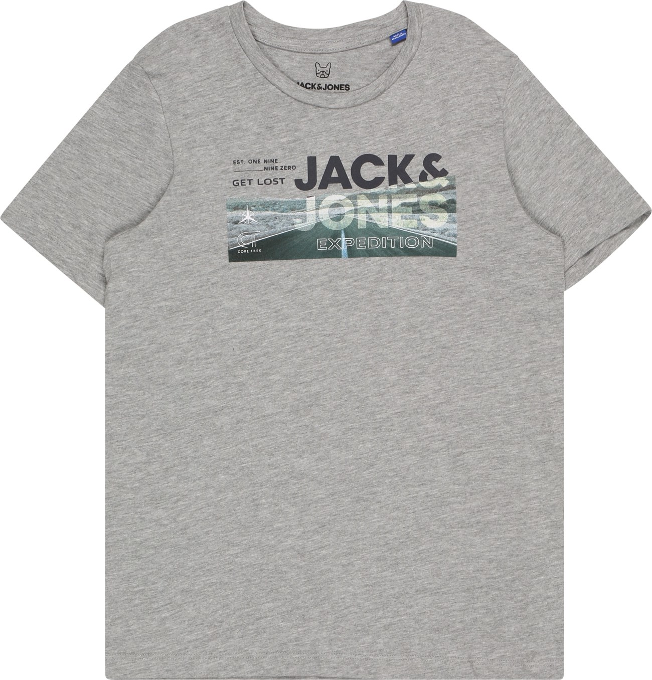Jack & Jones Junior Tričko šedý melír / černá / tmavě zelená / bílá