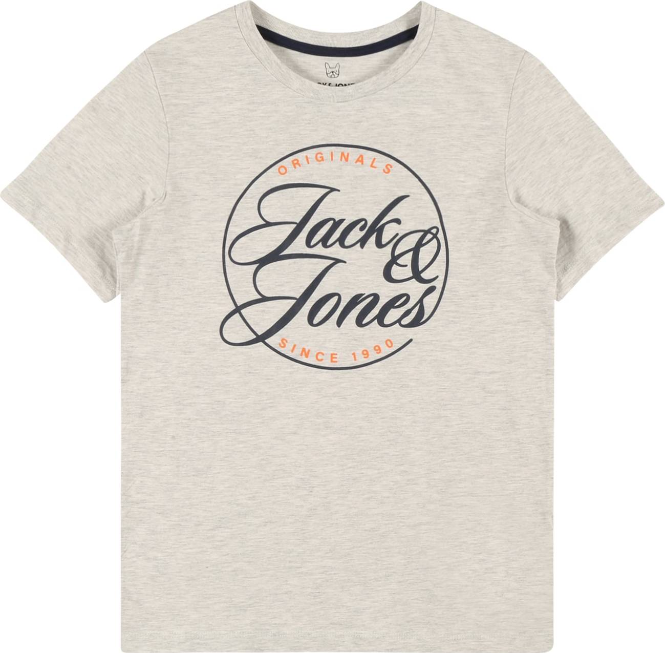 Jack & Jones Junior Tričko 'Truce' šedý melír / noční modrá / jasně oranžová