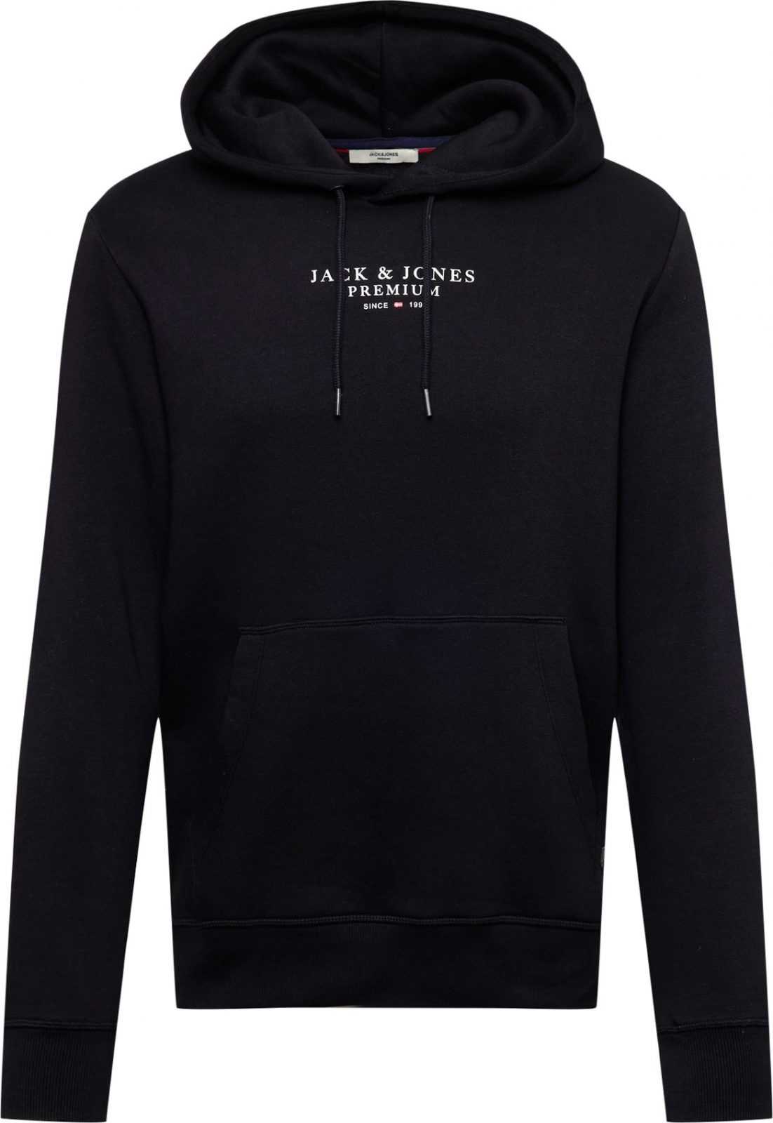 JACK & JONES Mikina černá / bílá
