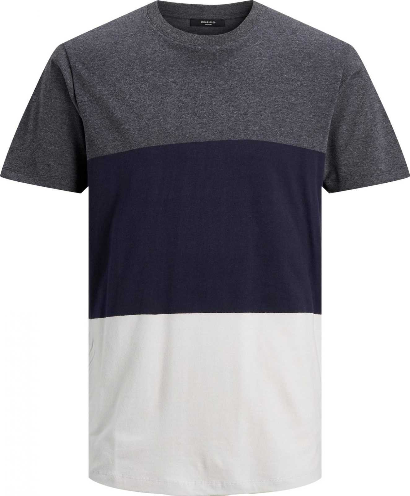JACK & JONES Tričko 'Logan' tmavě šedá / modrá / bílá