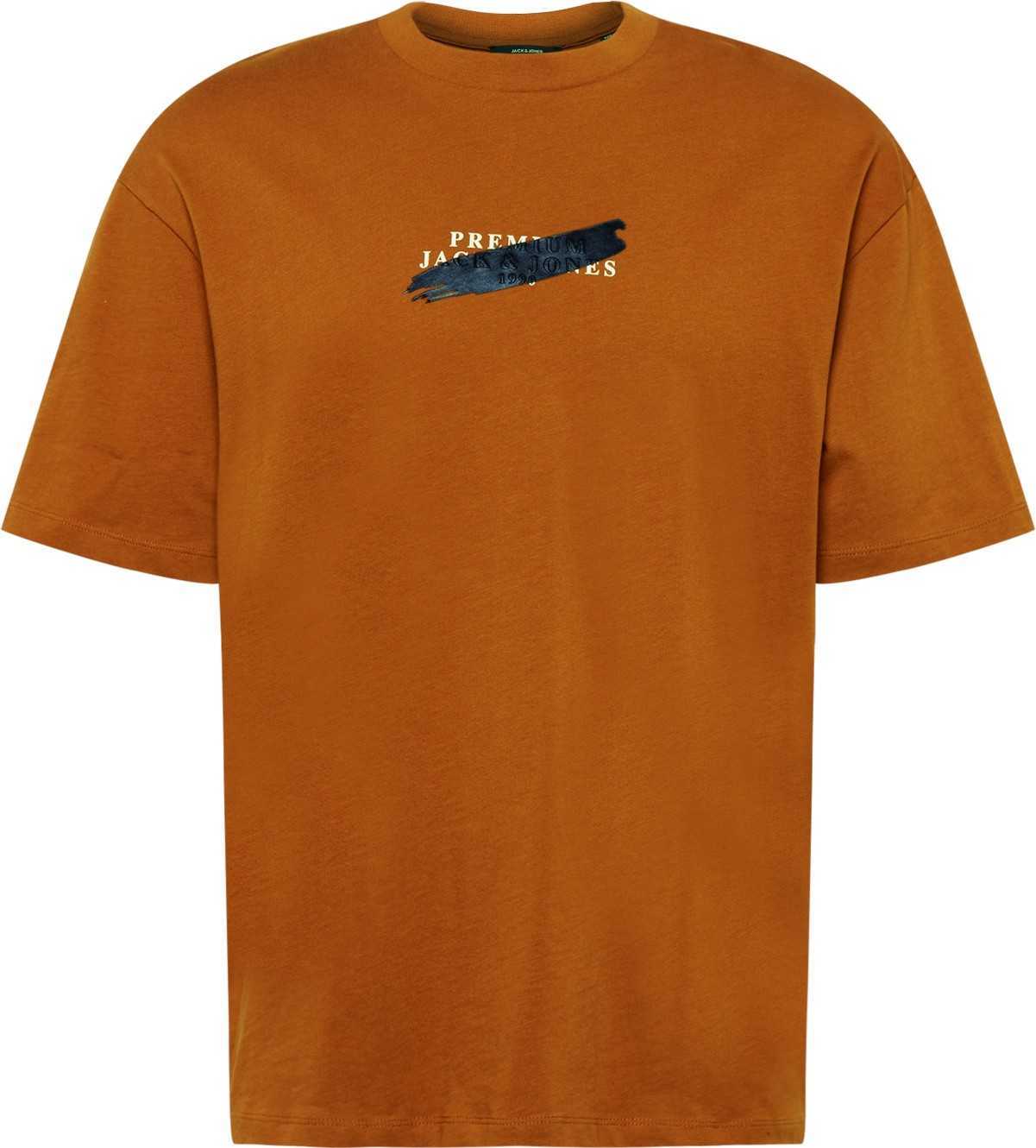 JACK & JONES Tričko 'POND' okrová / bílá / námořnická modř