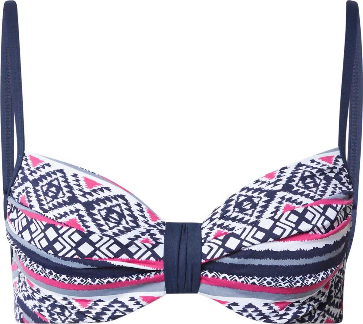 LASCANA Horní díl plavek tmavě růžová / perlově bílá / námořnická modř