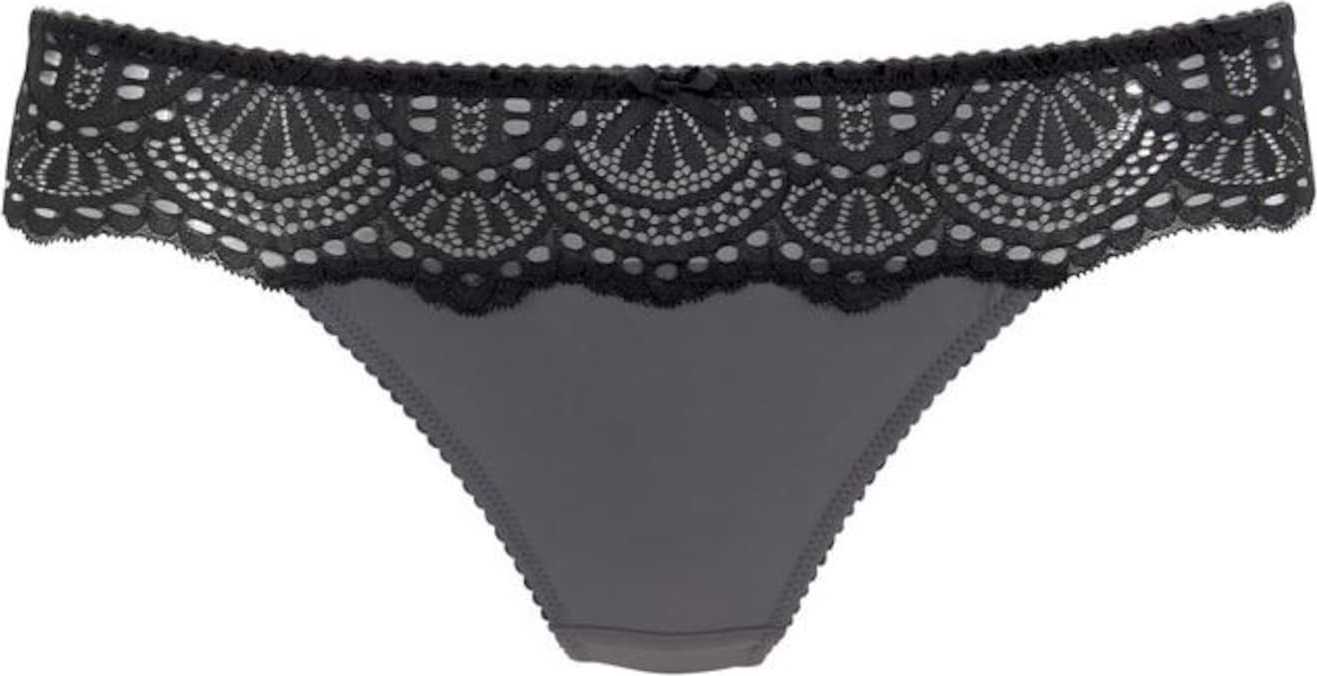 LASCANA Tanga černá / šedá