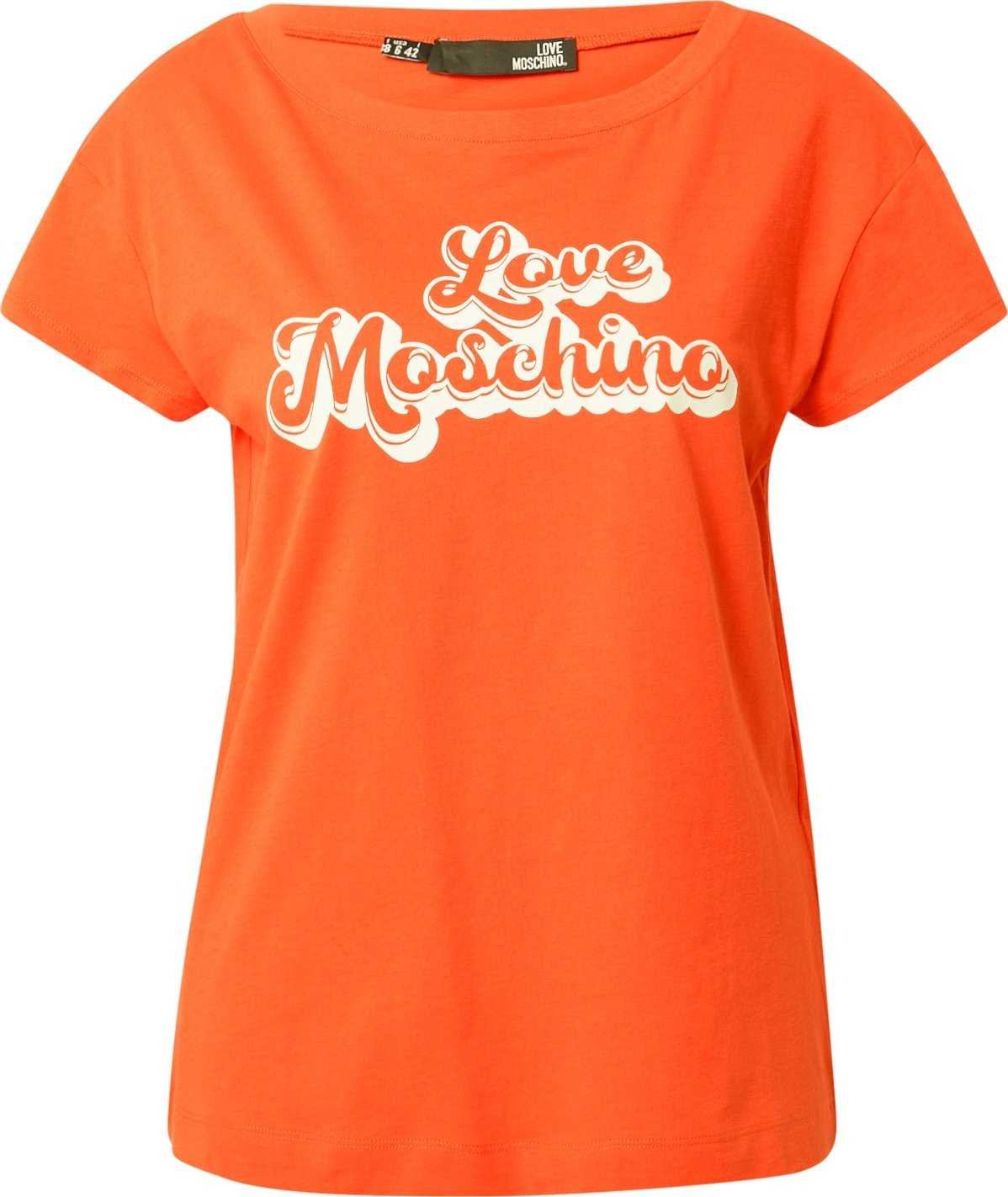 Love Moschino Tričko 'MAGLIETTA' oranžová / bílá