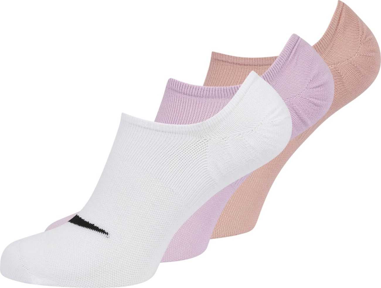 NIKE Sportovní ponožky bílá / šeříková / broskvová