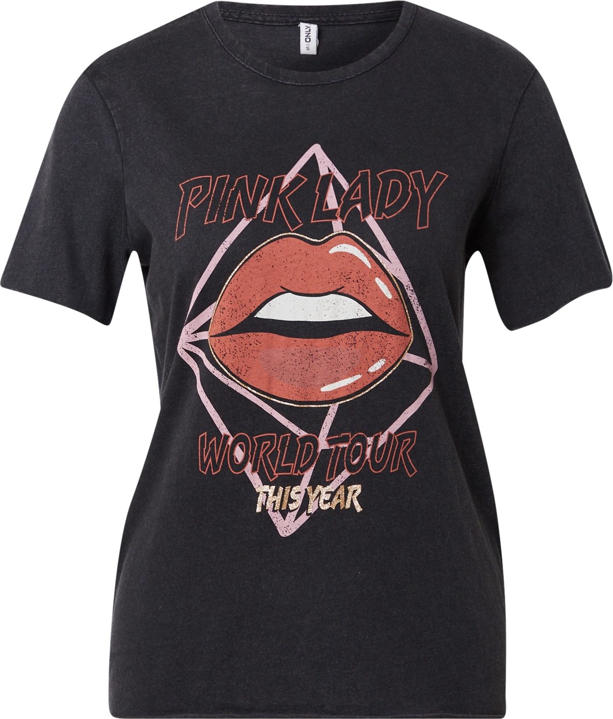 ONLY Tričko černá / bílá / růžová / pastelově červená