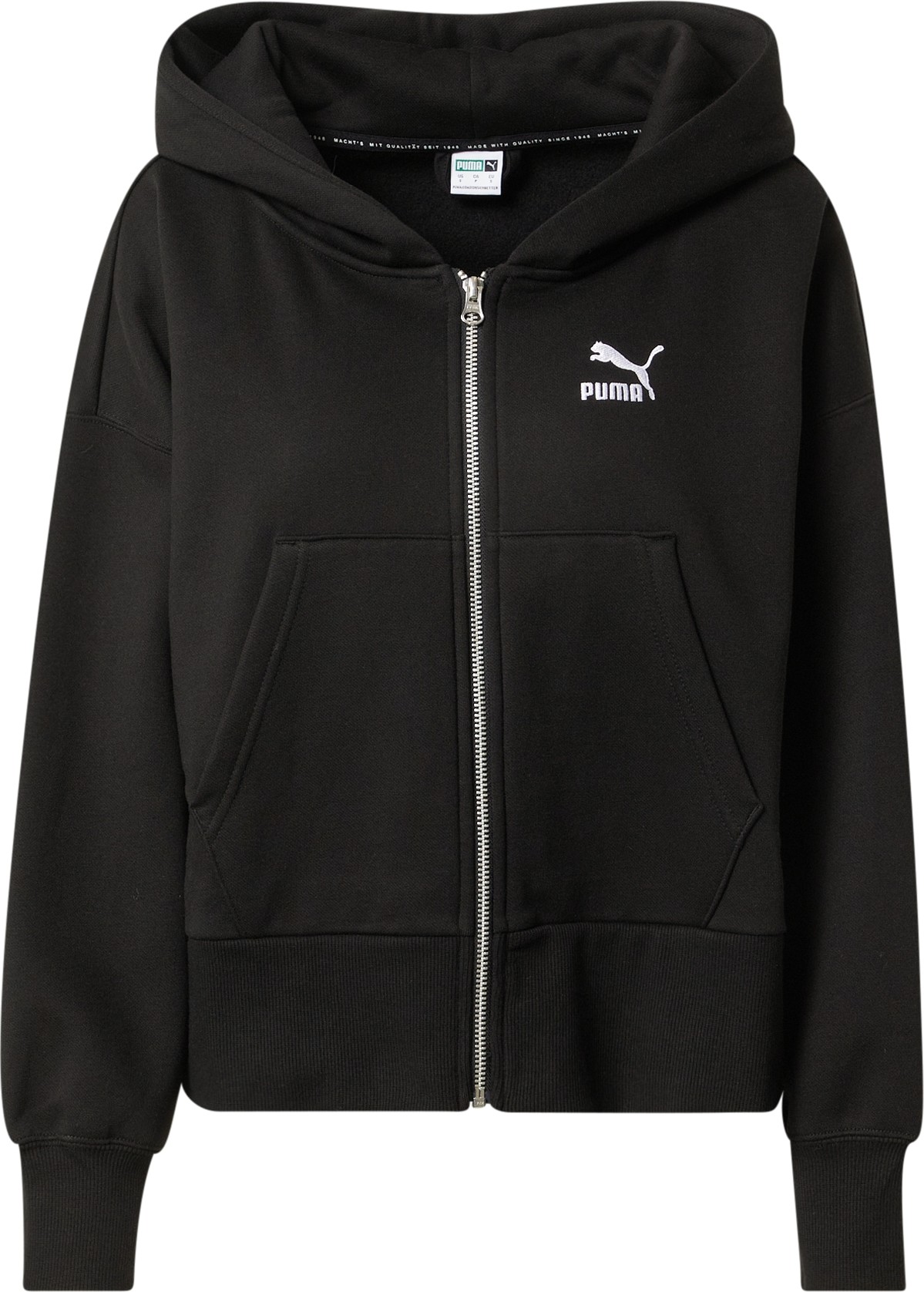 PUMA Mikina s kapucí černá / bílá
