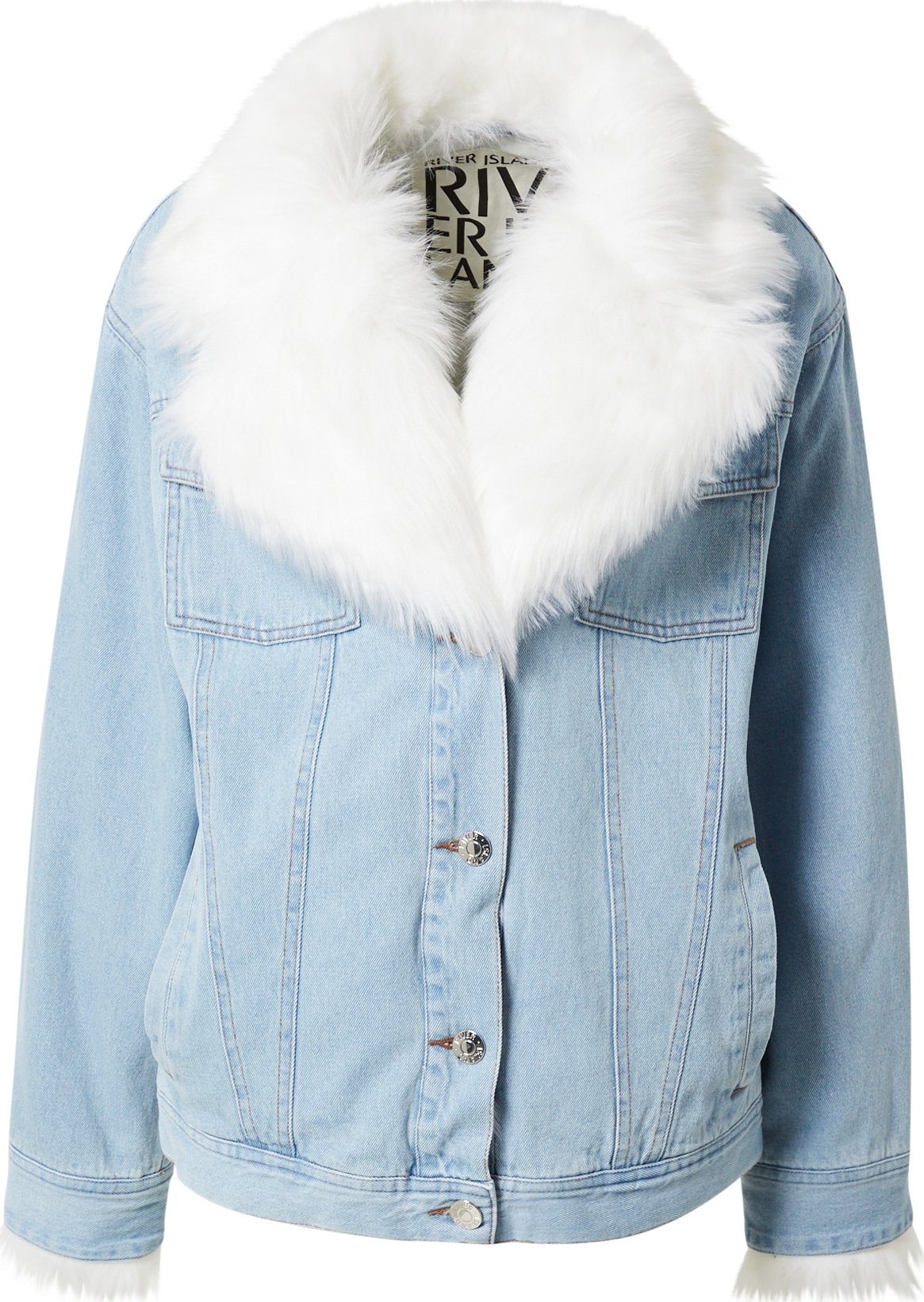 River Island Přechodná bunda modrá džínovina