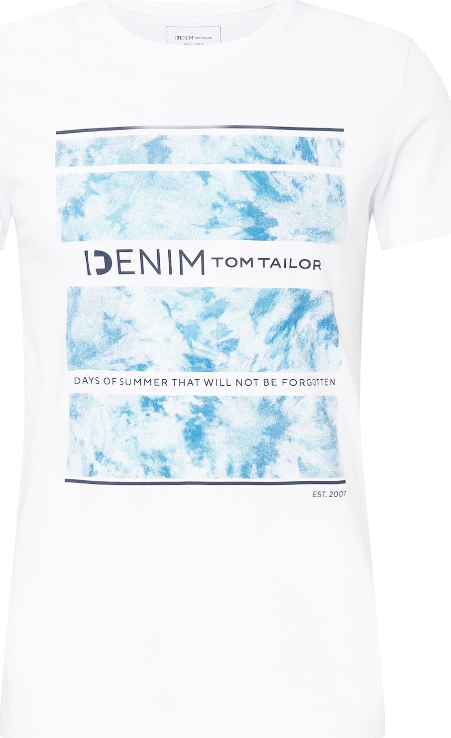 TOM TAILOR DENIM Tričko bílá / černá / světlemodrá