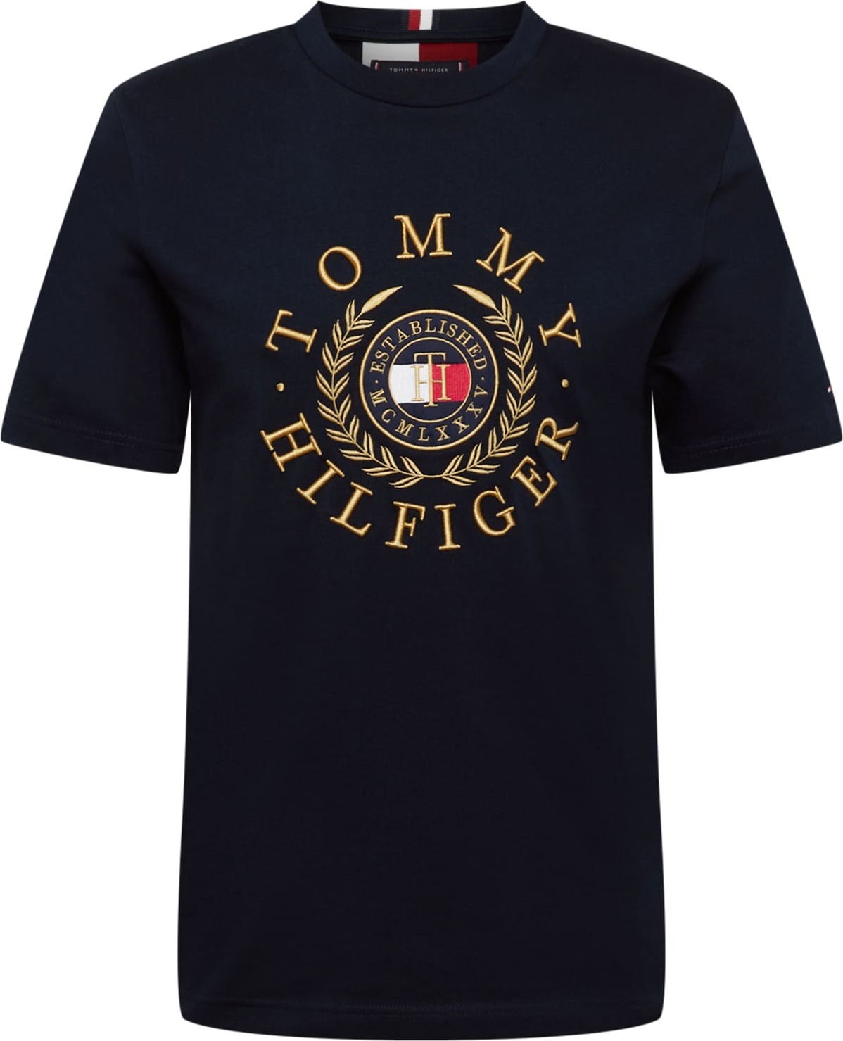 TOMMY HILFIGER Tričko marine modrá / zlatá / bílá / červená