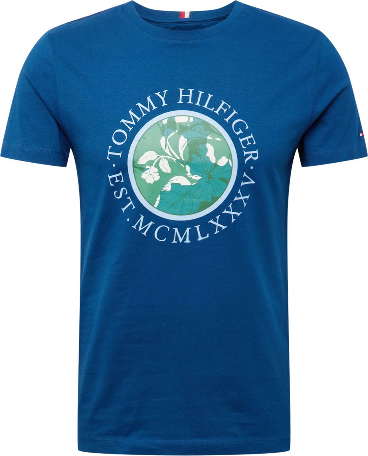 TOMMY HILFIGER Tričko tmavě modrá / opálová / zelená / nefritová