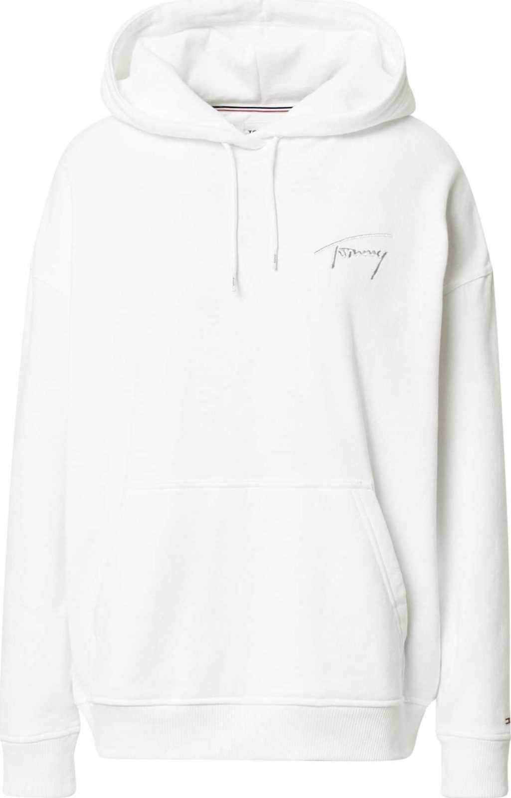 Tommy Jeans Mikina bílá / stříbrná