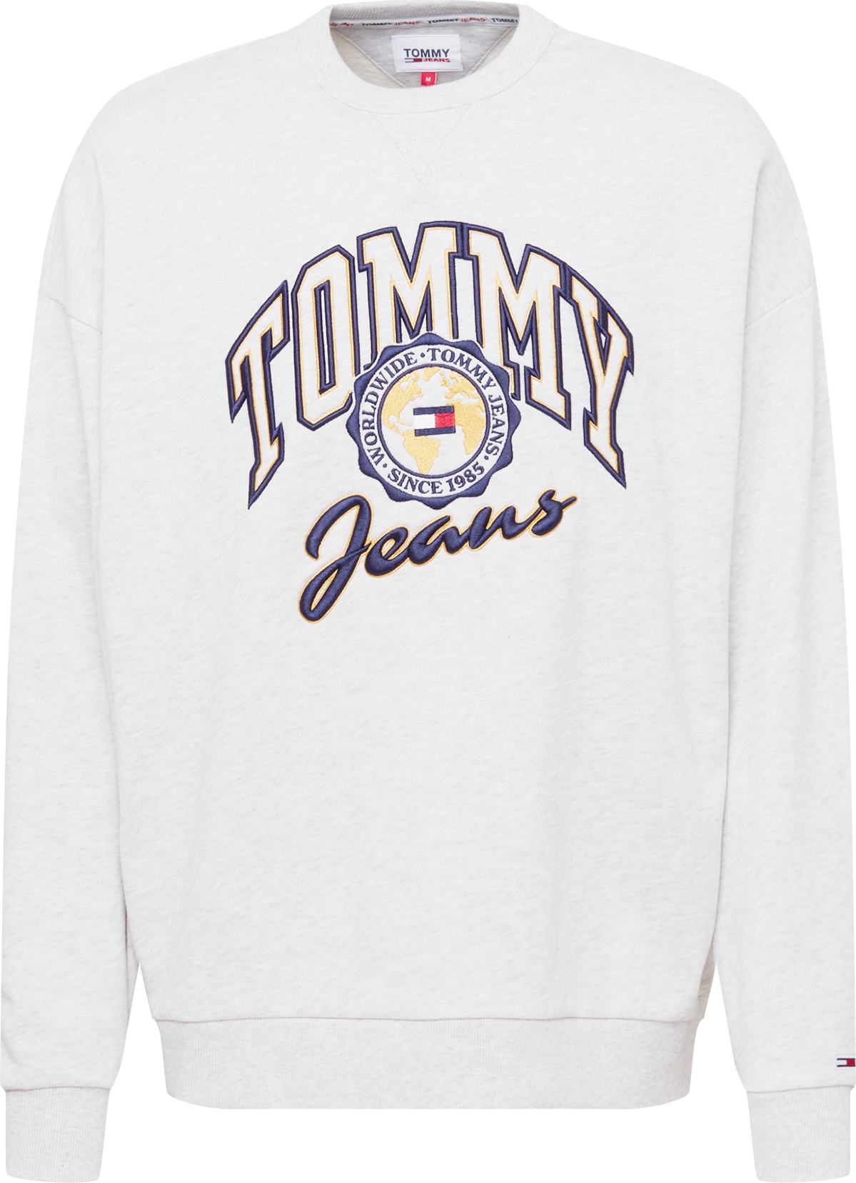 Tommy Jeans Mikina námořnická modř / červená / světle žlutá / šedý melír