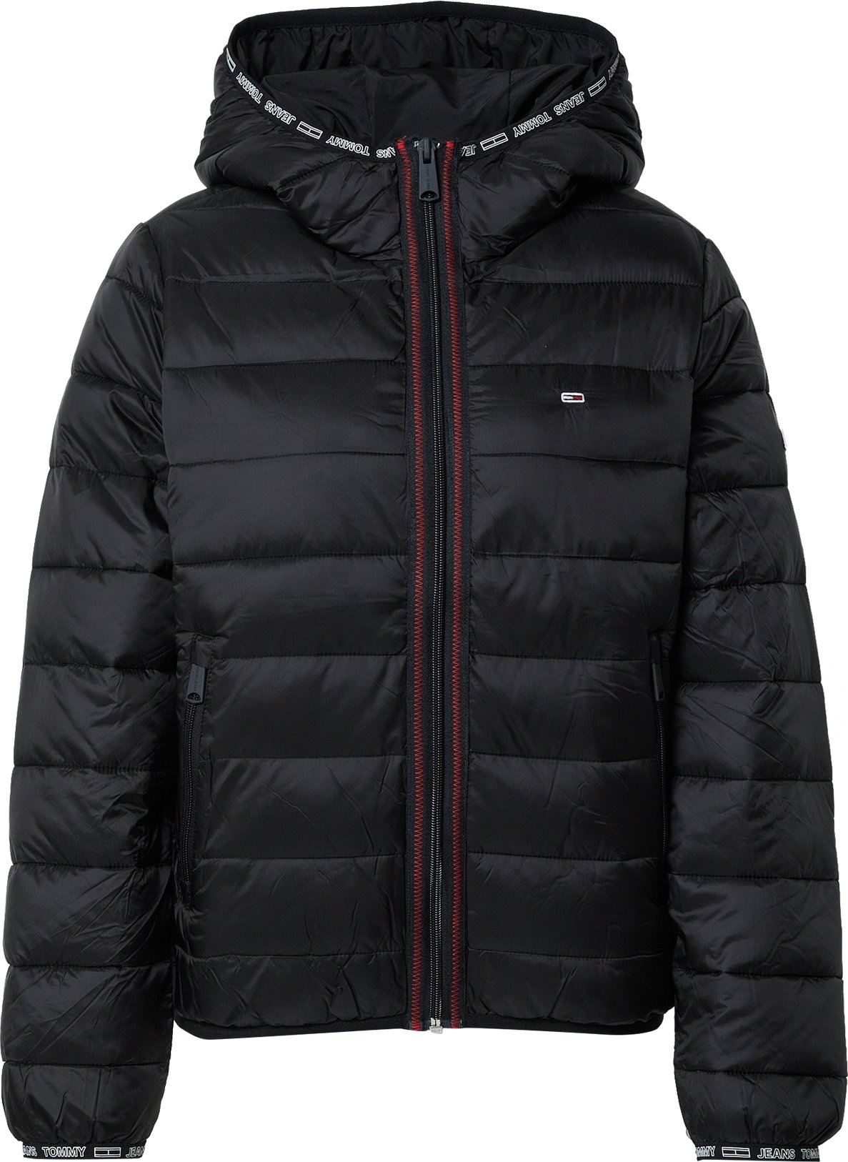 Tommy Jeans Přechodná bunda černá / bílá / červená