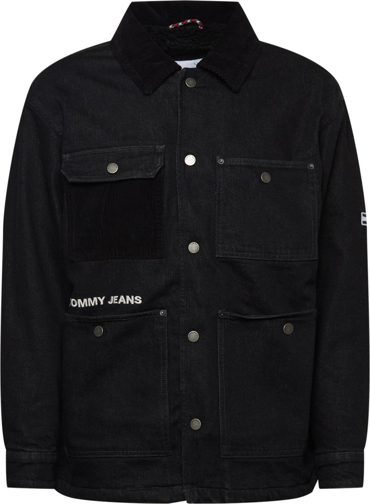 Tommy Jeans Přechodná bunda černá džínovina / bílá