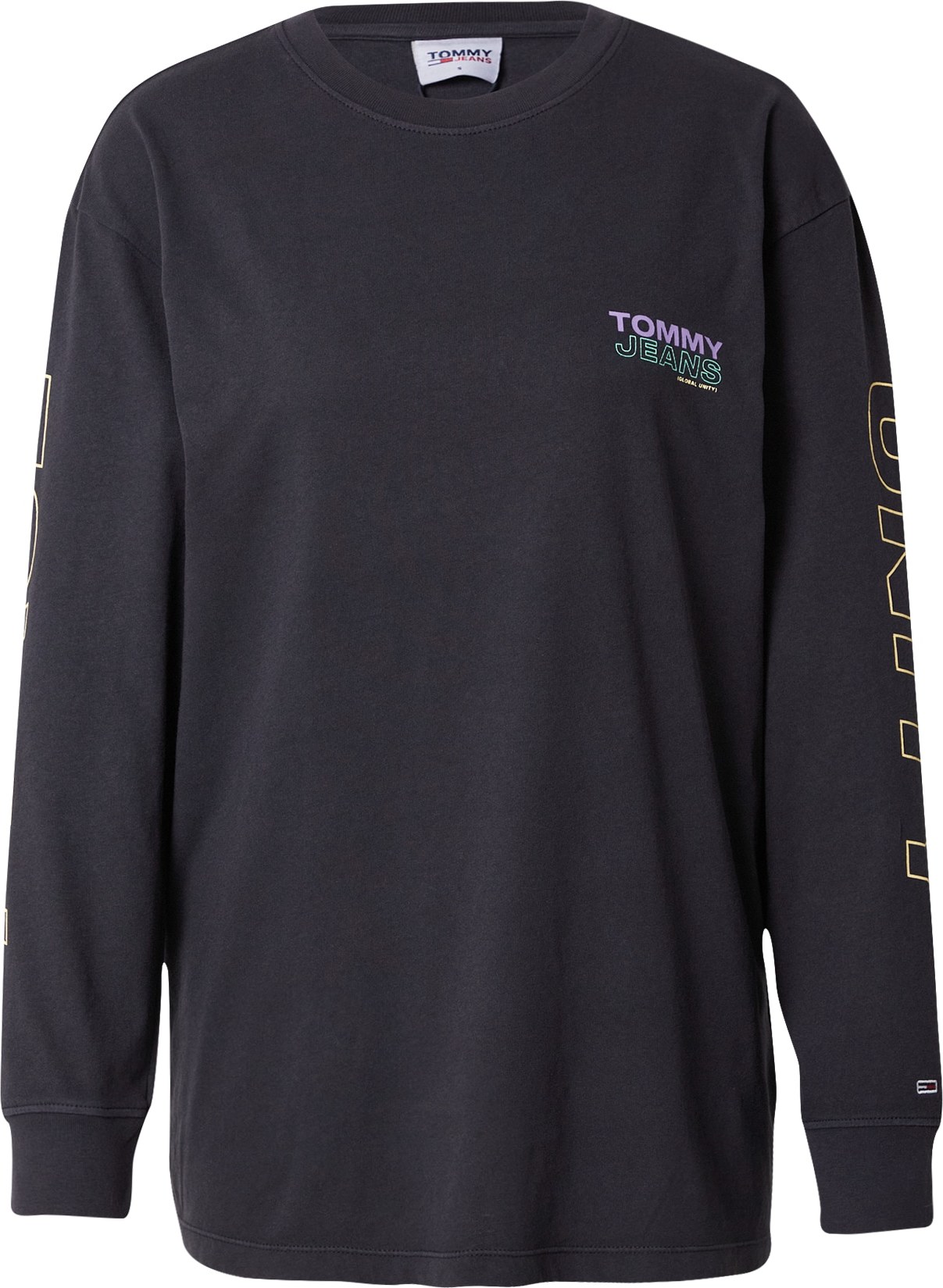 Tommy Jeans Tričko tmavě šedá / fialová / nefritová / světle žlutá