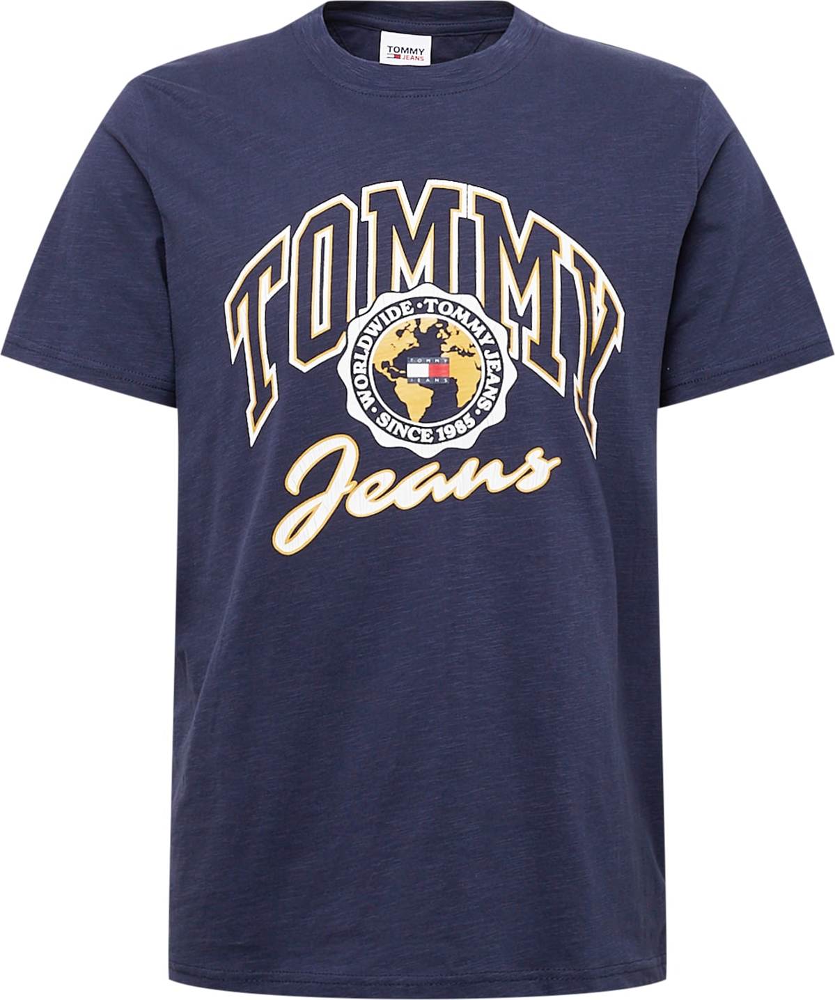 Tommy Jeans Tričko marine modrá / offwhite / žlutá