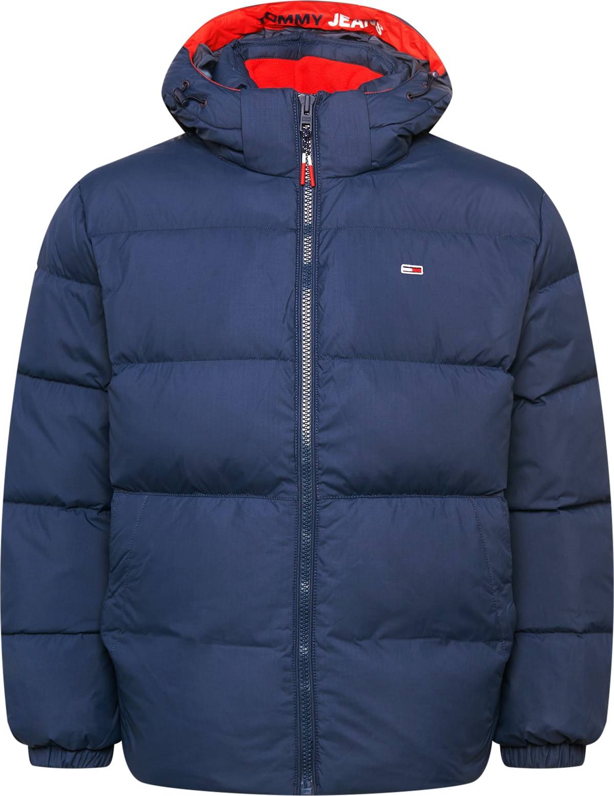 Tommy Jeans Zimní bunda námořnická modř / bílá / ohnivá červená