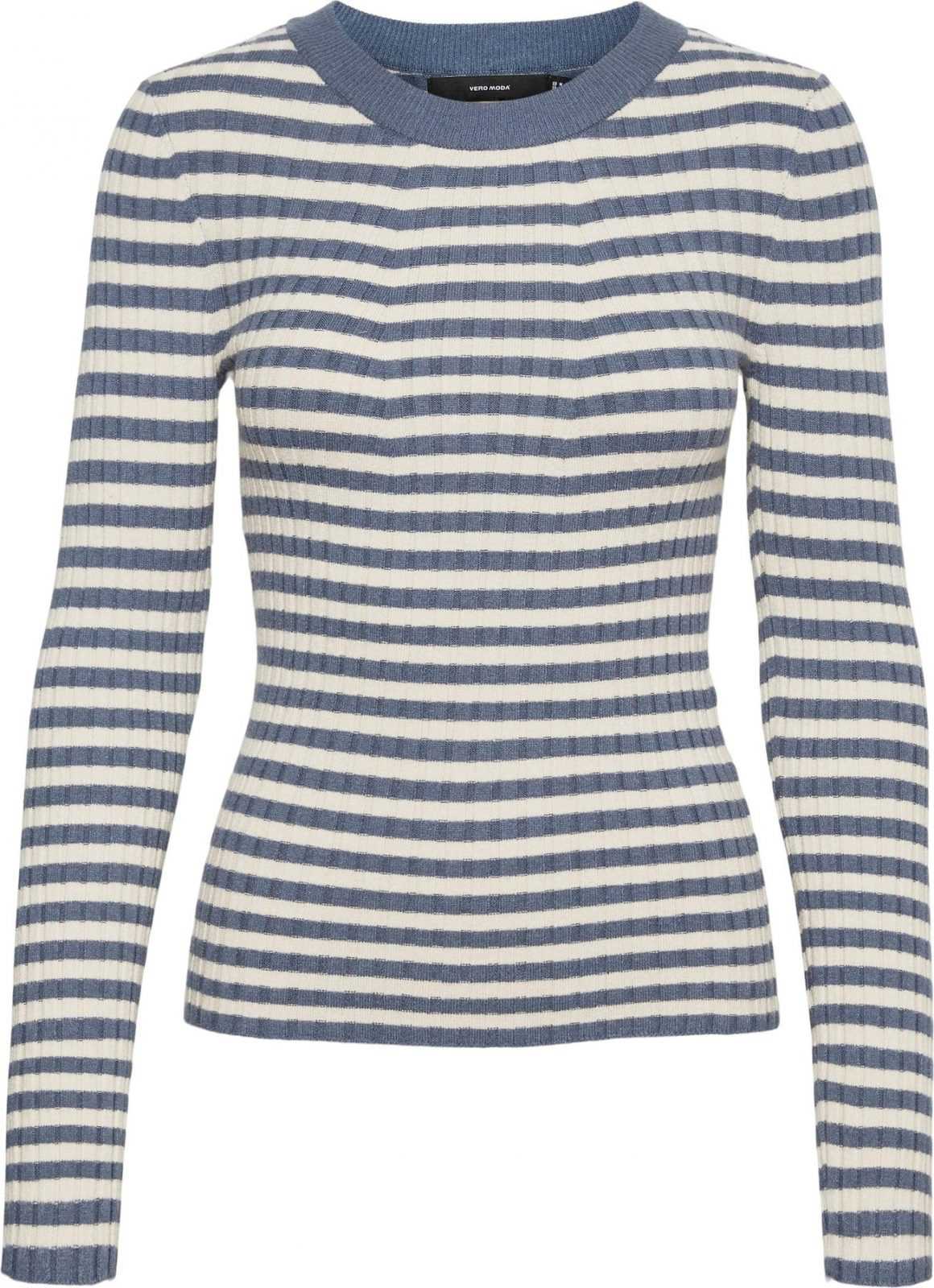 VERO MODA Svetr 'Kiki' chladná modrá / offwhite