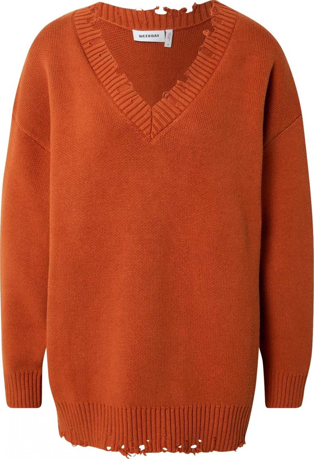 WEEKDAY Maxi svetr 'Sugar' tmavě oranžová