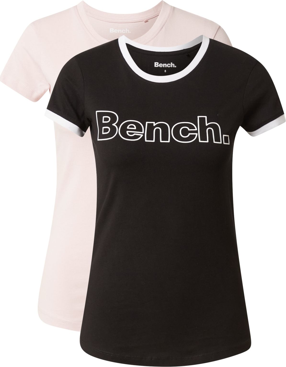 BENCH Tričko 'KASHA' černá / bílá / pastelově růžová
