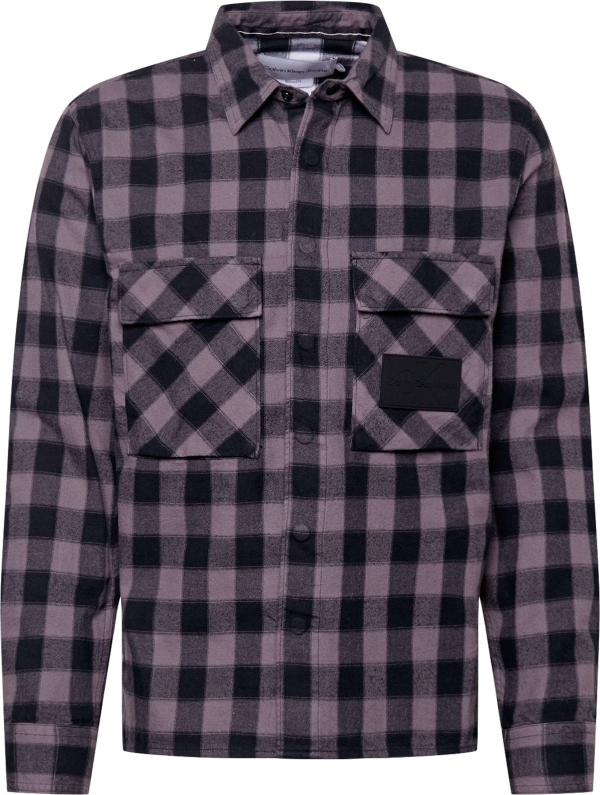 Calvin Klein Jeans Košile 'BUFFALO CHECK' šedá / černá / pastelová fialová