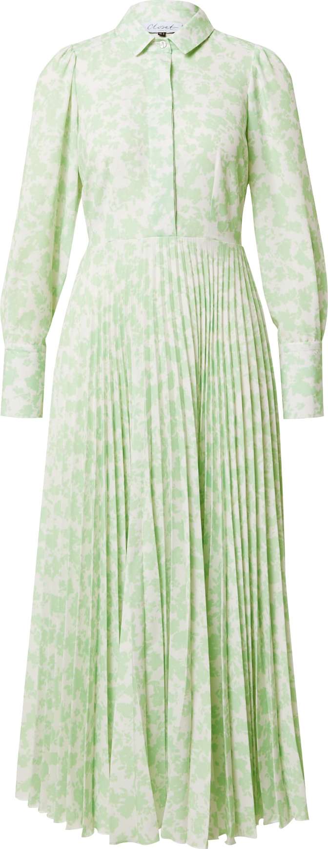 Closet London Košilové šaty bílá / světle zelená