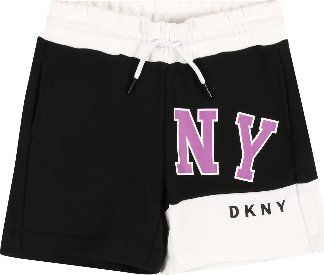 DKNY Kalhoty černá / bílá / světle fialová