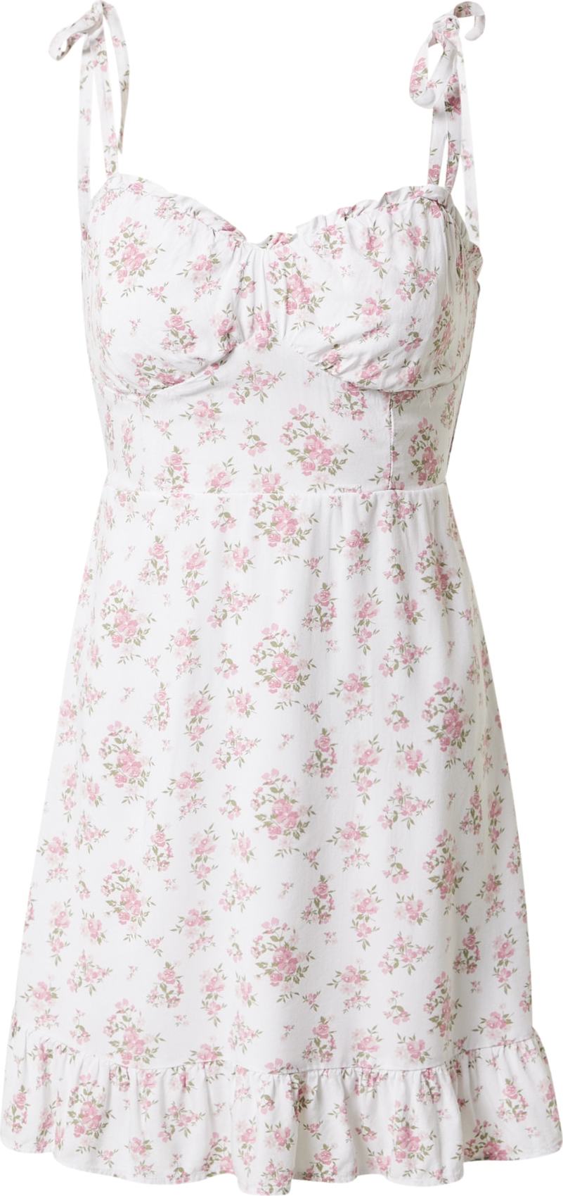 HOLLISTER Letní šaty offwhite / růžová / světle růžová / olivová