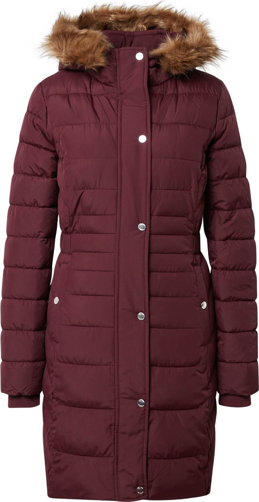 HOLLISTER Zimní kabát rubínově červená / světle hnědá