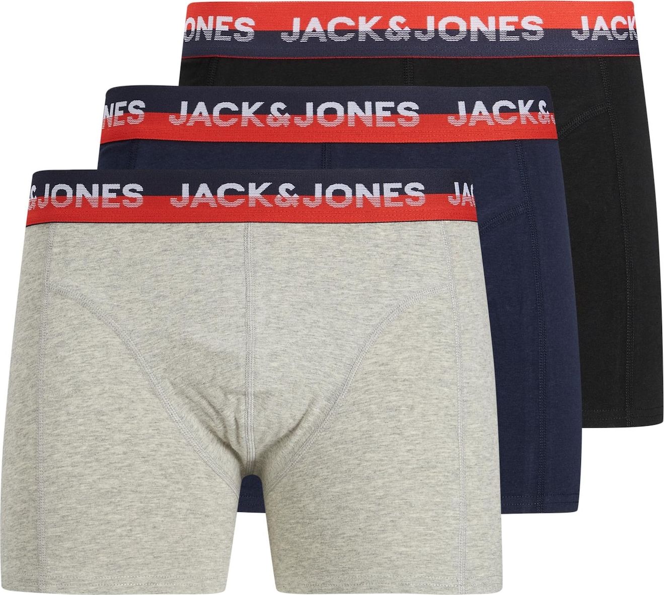 JACK & JONES Boxerky 'REWIND' námořnická modř / černá / šedý melír / červená / bílá